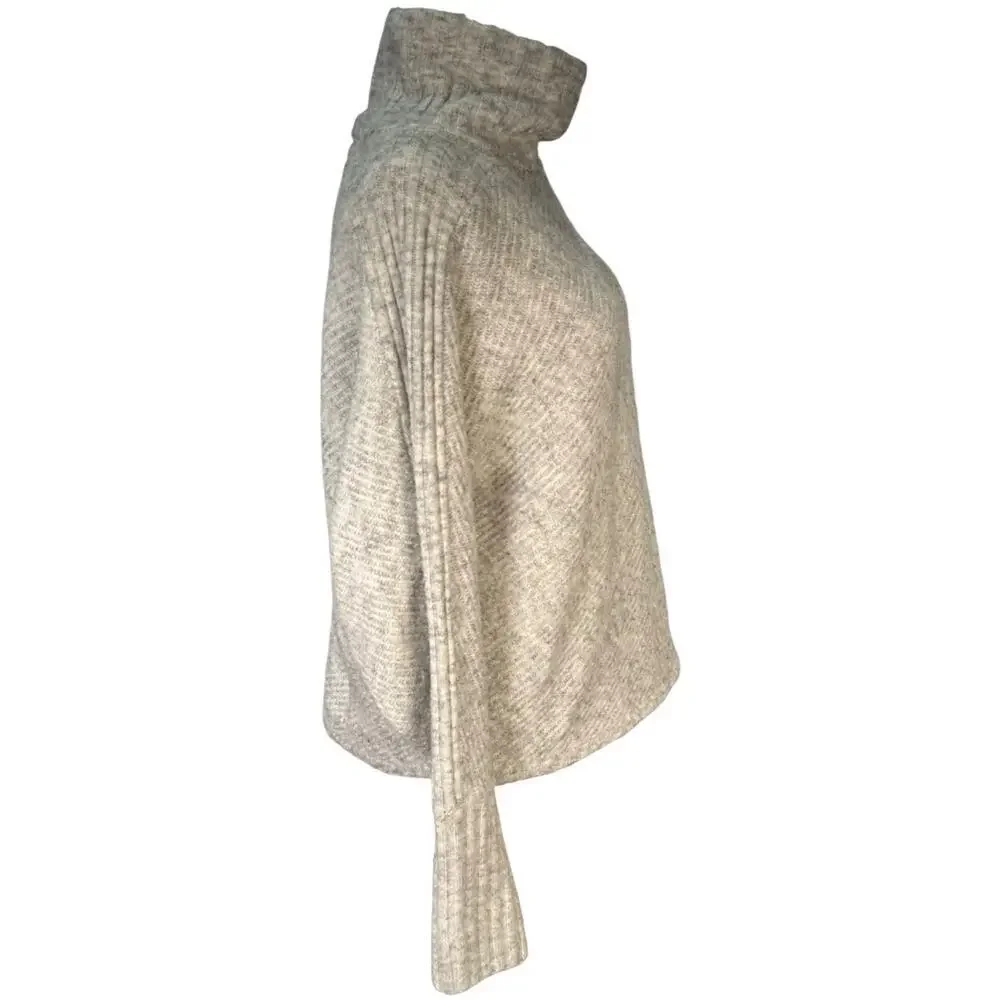 Max Studio Turtleneck Sweater Med Gray Marled Knit Cozy Soft Minimalist Capsule